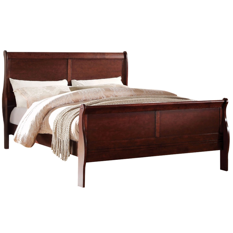 Bowery Hill Twin Sleigh Bed with Antique Brass Hardware in Cherry