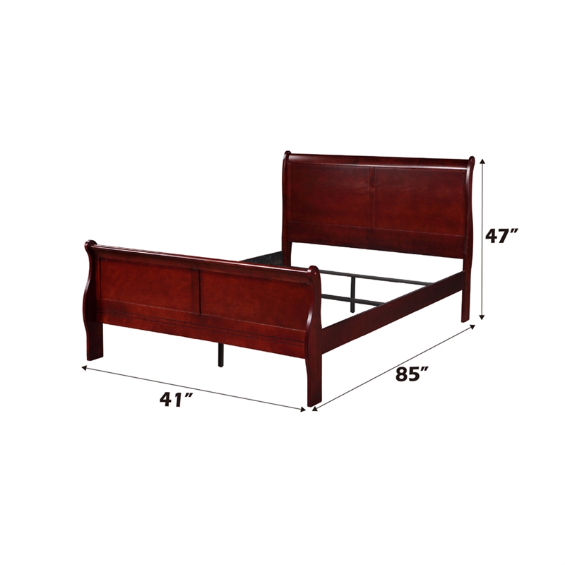 Bowery Hill Twin Sleigh Bed with Antique Brass Hardware in Cherry
