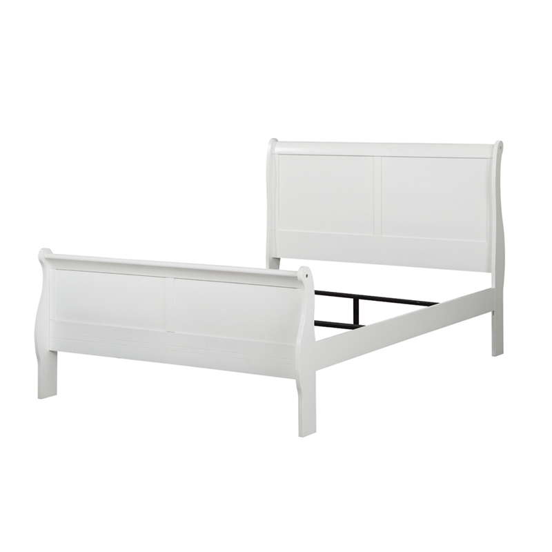 Bowery Hill Twin Sleigh Bed with Antique Brass Hardware in White