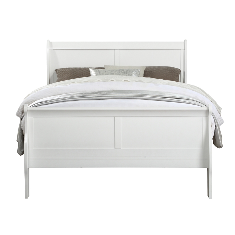 Bowery Hill Twin Sleigh Bed with Antique Brass Hardware in White