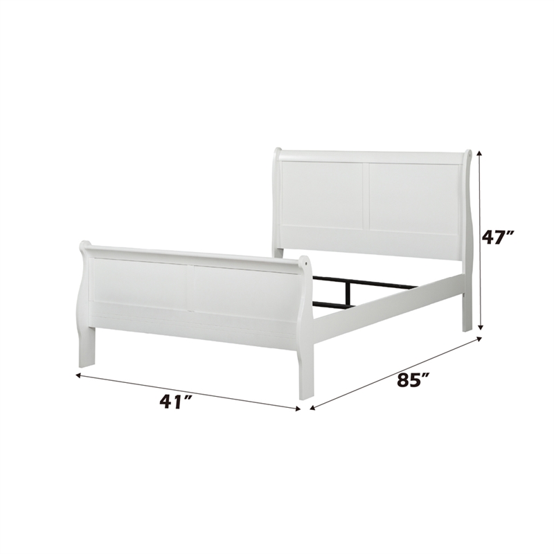Bowery Hill Twin Sleigh Bed with Antique Brass Hardware in White