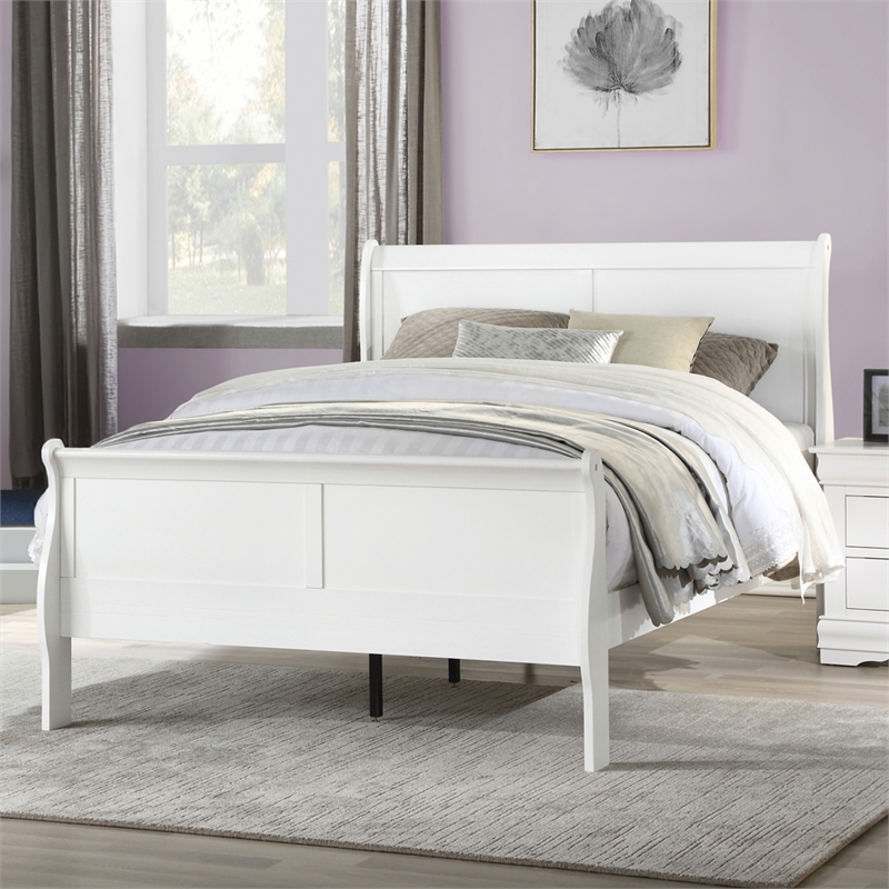 Bowery Hill Twin Sleigh Bed with Antique Brass Hardware in White