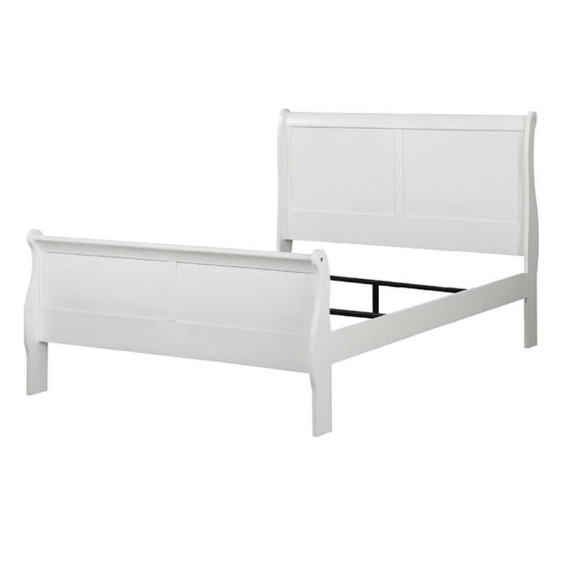 Bowery Hill Queen Sleigh Bed with Antique Brass Hardware in White