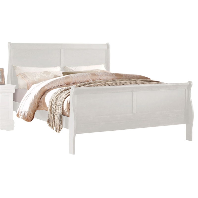 Bowery Hill Queen Sleigh Bed with Antique Brass Hardware in White
