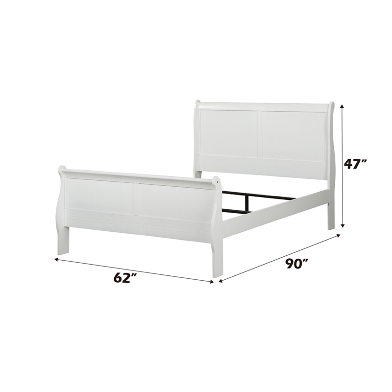 Bowery Hill Queen Sleigh Bed with Antique Brass Hardware in White