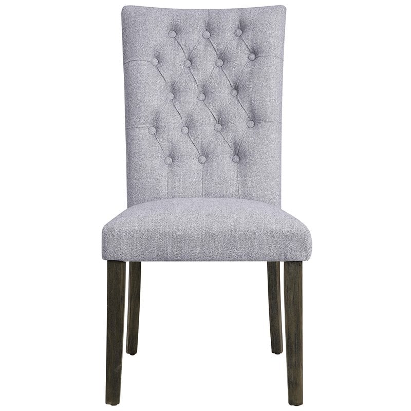 Bowery Hill Tufted Parson Dining Side Chair Set of 2 in Gray