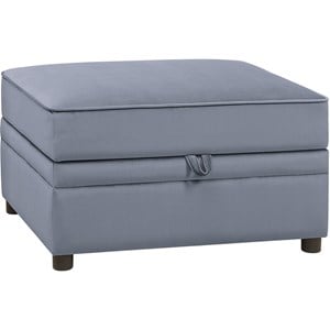 Bowery Hill Velvet Storage Ottoman with Lift-Lid and Round Legs in Gray