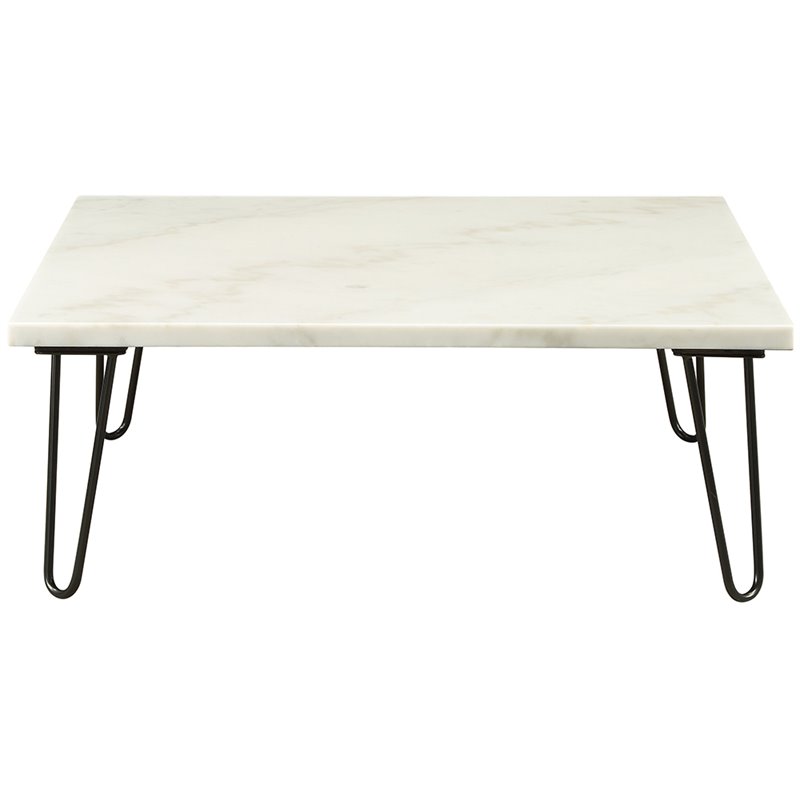 Bowery Hill 40-Inch Square Marble Top Coffee Table in White and Black