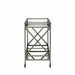 Bowery Hill Rectangular Metal Mirror Top Serving Cart in Antique Brass