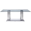 Bowery Hill Rectangular Dining Table in Stainless Steel and Clear Glass