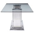 Bowery Hill Rectangular Dining Table in Stainless Steel and Clear Glass