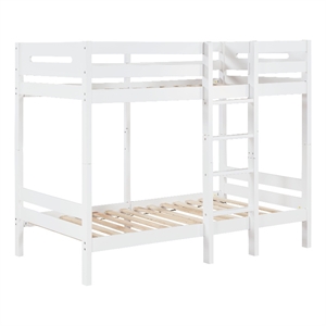 Bowery Hill Transitional Pine Wood Twin Over Twin Bunk Bed in White