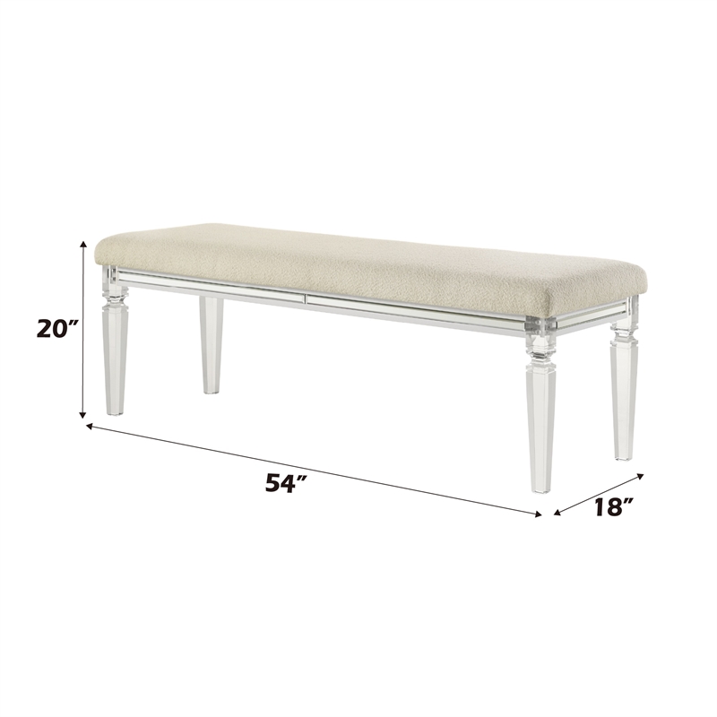 Bowery Hill 5-Drawer Chest with Mirrored Trim in Pearl White