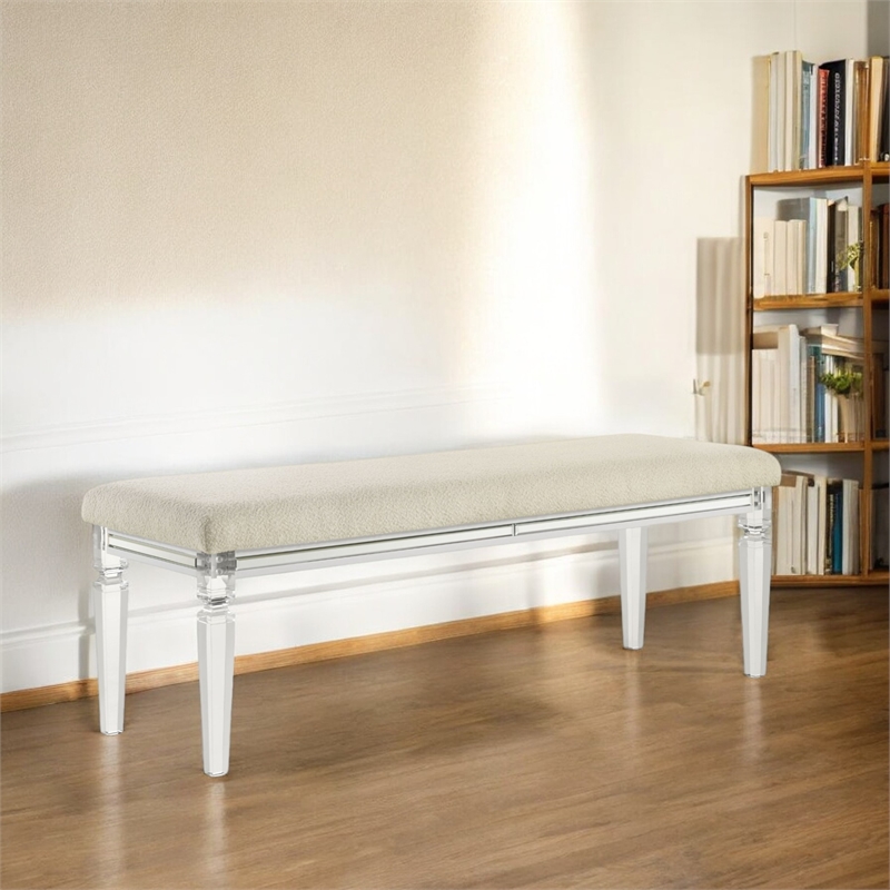Bowery Hill 5-Drawer Chest with Mirrored Trim in Pearl White