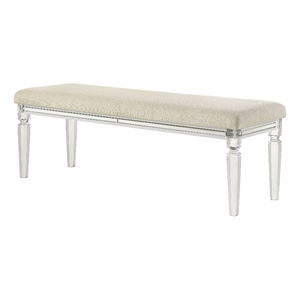 Bowery Hill 5-Drawer Chest with Mirrored Trim in Pearl White