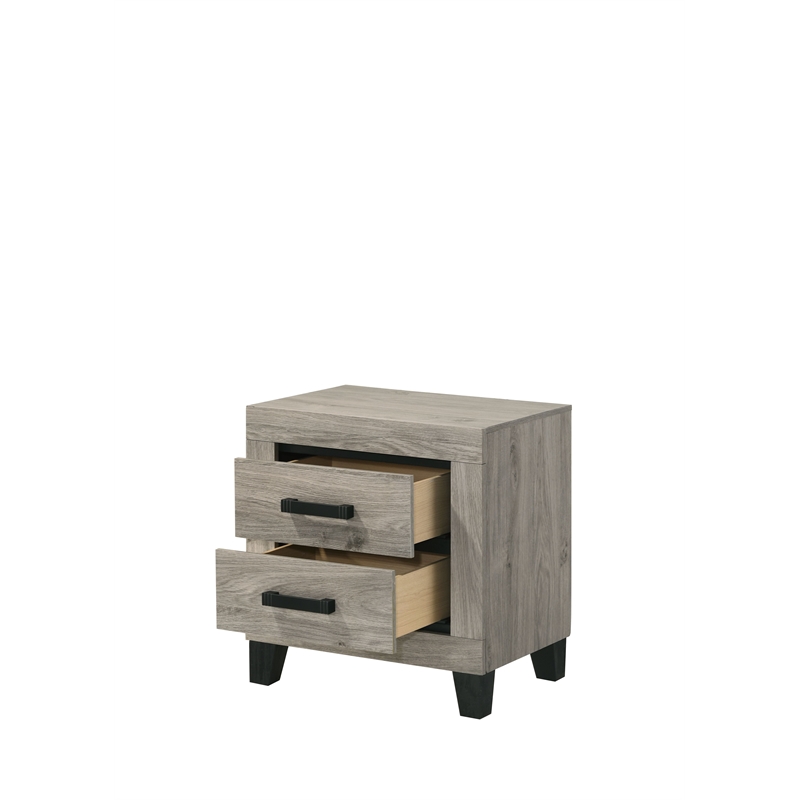 Bowery Hill Transitional Nightstand with Drawer in Light Gray