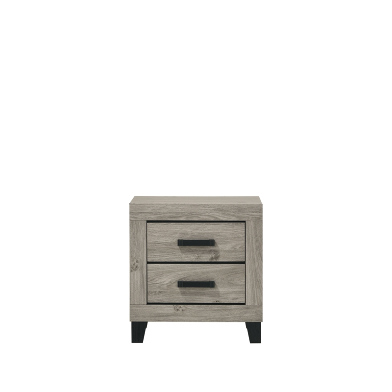 Bowery Hill Transitional Nightstand with Drawer in Light Gray