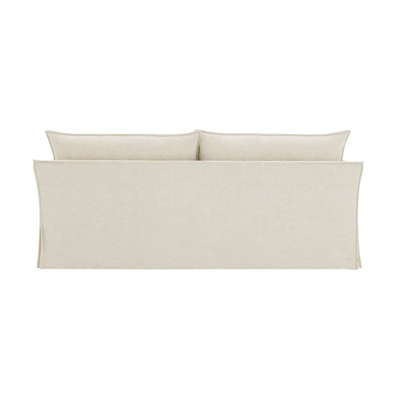Bowery Hill Upholstered Sofa with 2 Pillows in Beige Linen Fabric