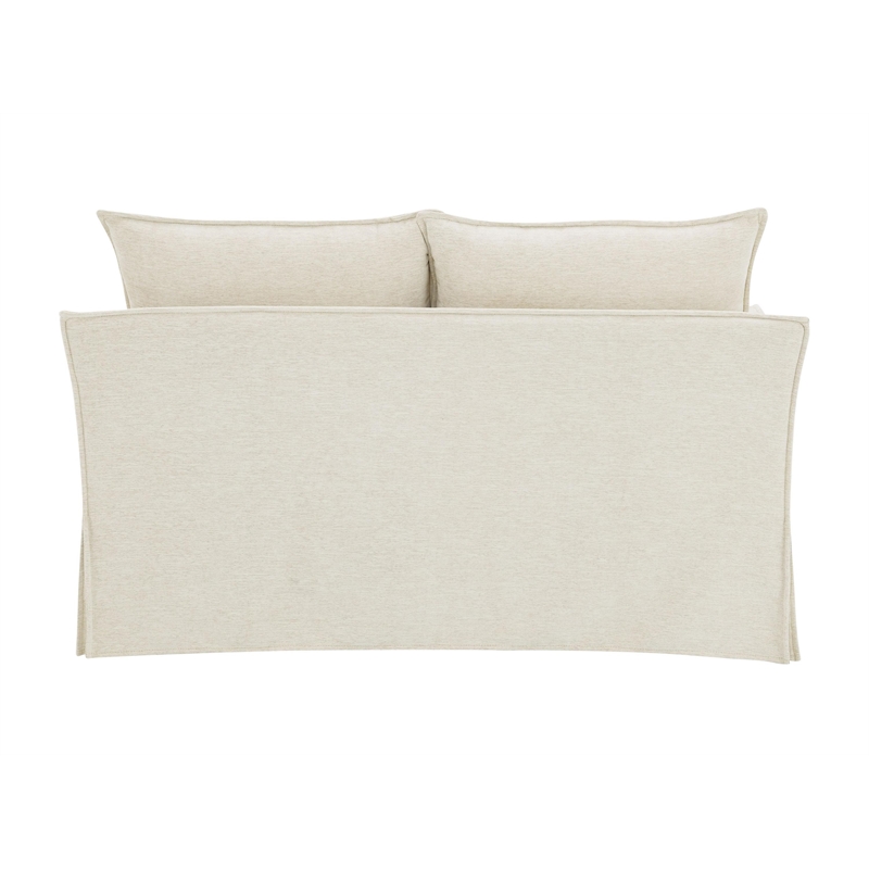 Bowery Hill Upholstered Loveseat with 2 Pillows in Beige Linen Fabric