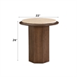 Bowery Hill Round End Table with Genuine Travertine Top in Walnut