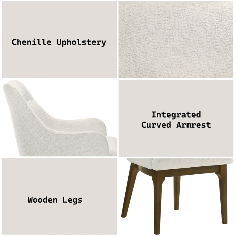Bowery Hill Upholstered Side Chair Set of 2 in Chenille and Vintage Oak
