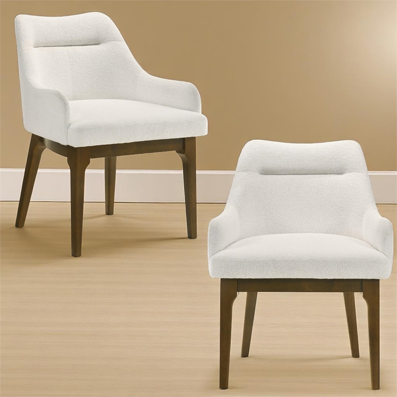 Bowery Hill Upholstered Side Chair Set of 2 in Chenille and Vintage Oak