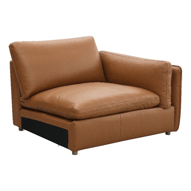 Bowery Hill Modular Right-Facing Arm Chair in Brown Top Grain Leather