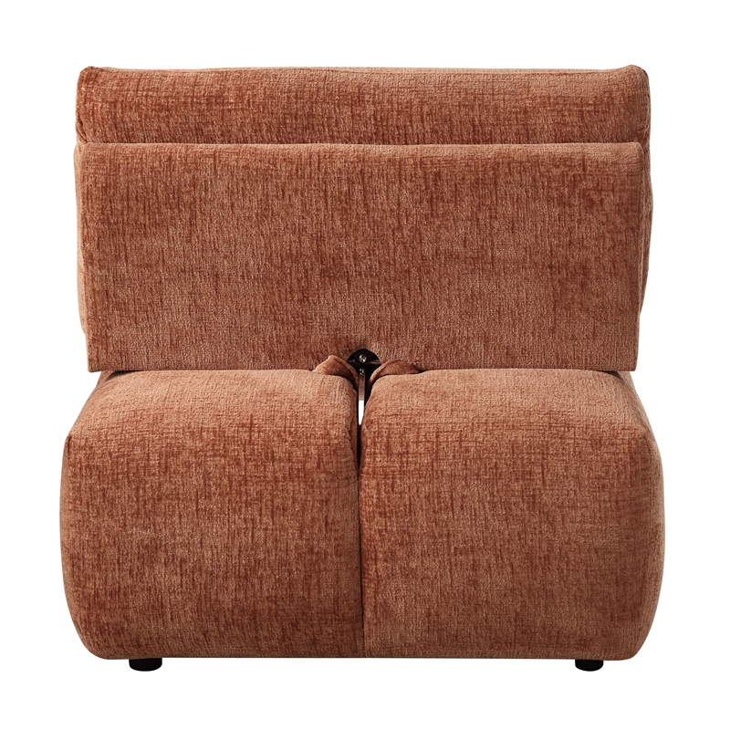Bowery Hill Modular Chaise with Adjustable Back in Coral Red Linen