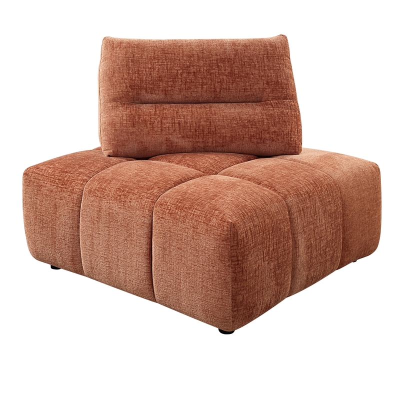 Bowery Hill Modular Wedge Sectional Piece in Coral Red Linen