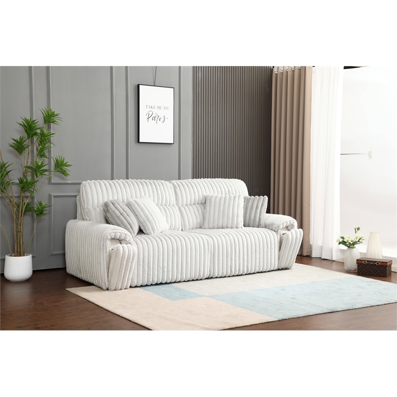 Bowery Hill Power Motion Sofa with Sleeper and USB Port in Grey Corduroy