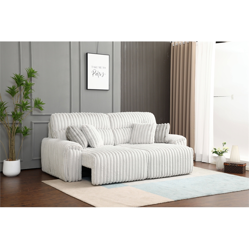 Bowery Hill Power Motion Sofa with Sleeper and USB Port in Grey Corduroy
