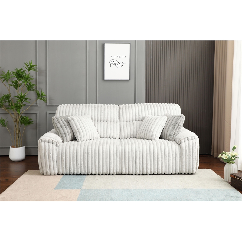 Bowery Hill Power Motion Sofa with Sleeper and USB Port in Grey Corduroy