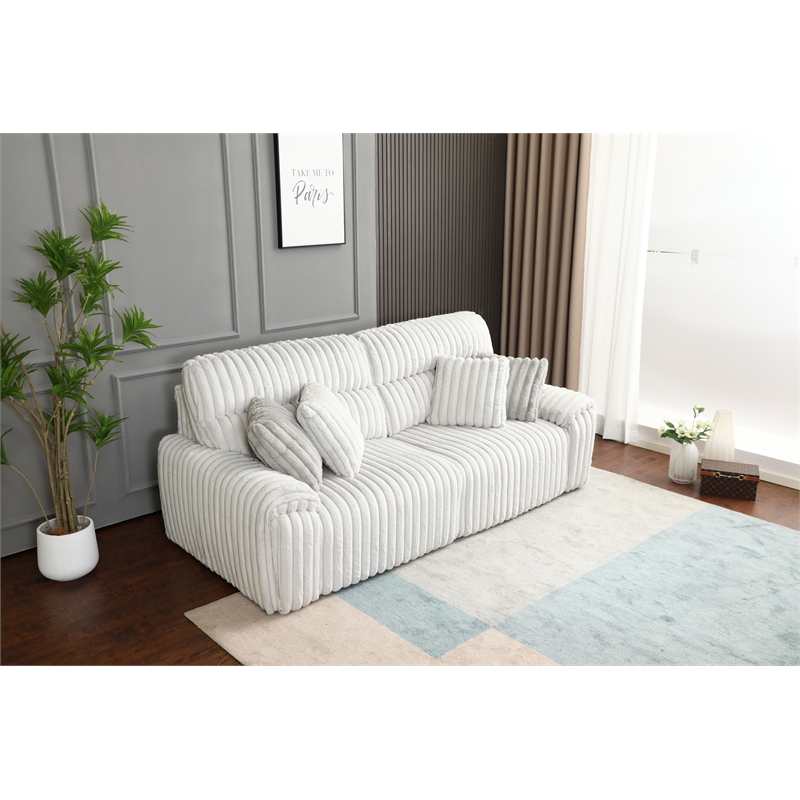 Bowery Hill Power Motion Sofa with Sleeper and USB Port in Grey Corduroy