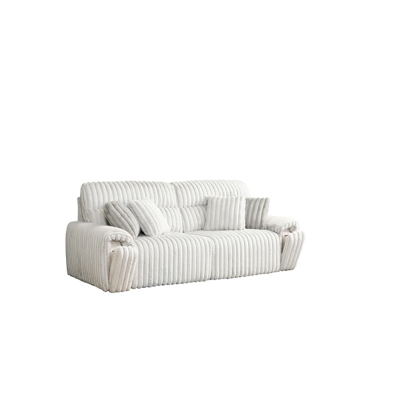 Bowery Hill Power Motion Sofa with Sleeper and USB Port in Grey Corduroy