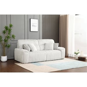 Bowery Hill Power Motion Sofa with Sleeper and USB Port in Grey Corduroy