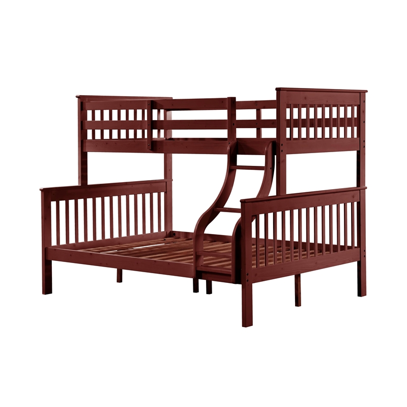 Bowery Hill Twin Over Full Wooden Bunk Bed with Ladder in Cherry