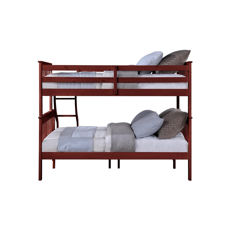 Bowery Hill Twin Over Full Wooden Bunk Bed with Ladder in Cherry