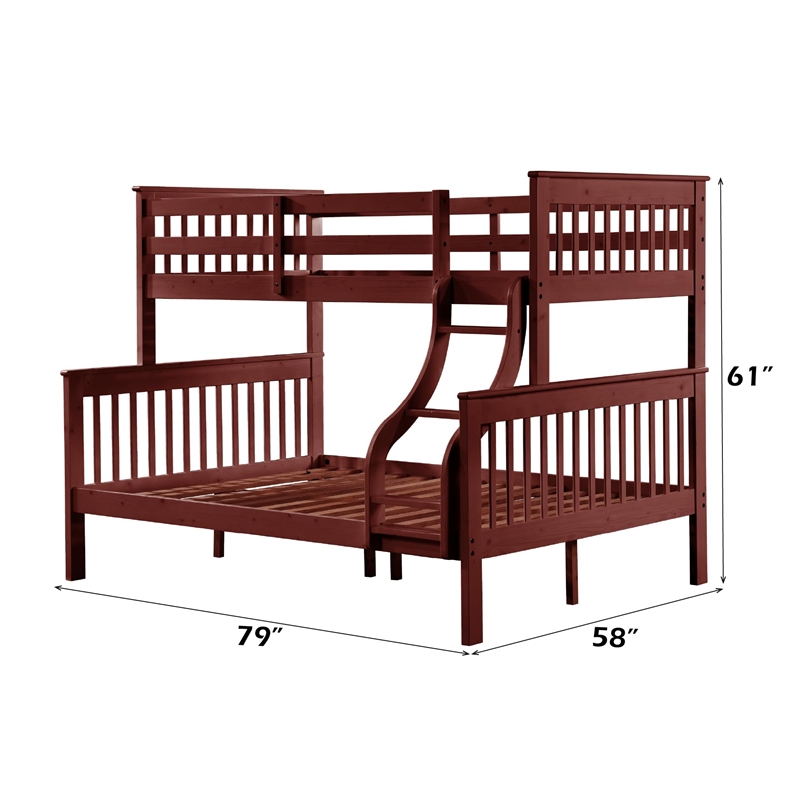 Bowery Hill Twin Over Full Wooden Bunk Bed with Ladder in Cherry