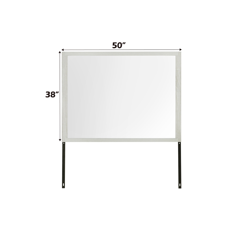 Bowery Hill Rectangular Wall Mirror with Upholstered Beige Linen Frame
