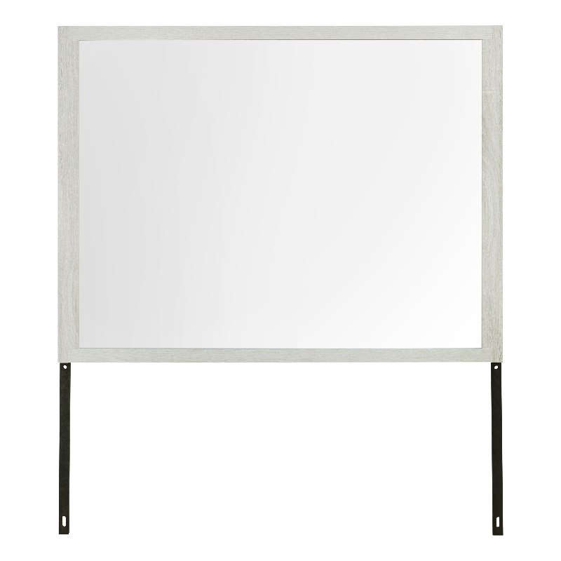Bowery Hill Rectangular Wall Mirror with Upholstered Beige Linen Frame