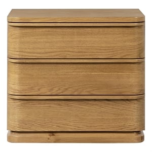 Bowery Hill 3-Drawer Wooden Nightstand with Floating Base in Oak