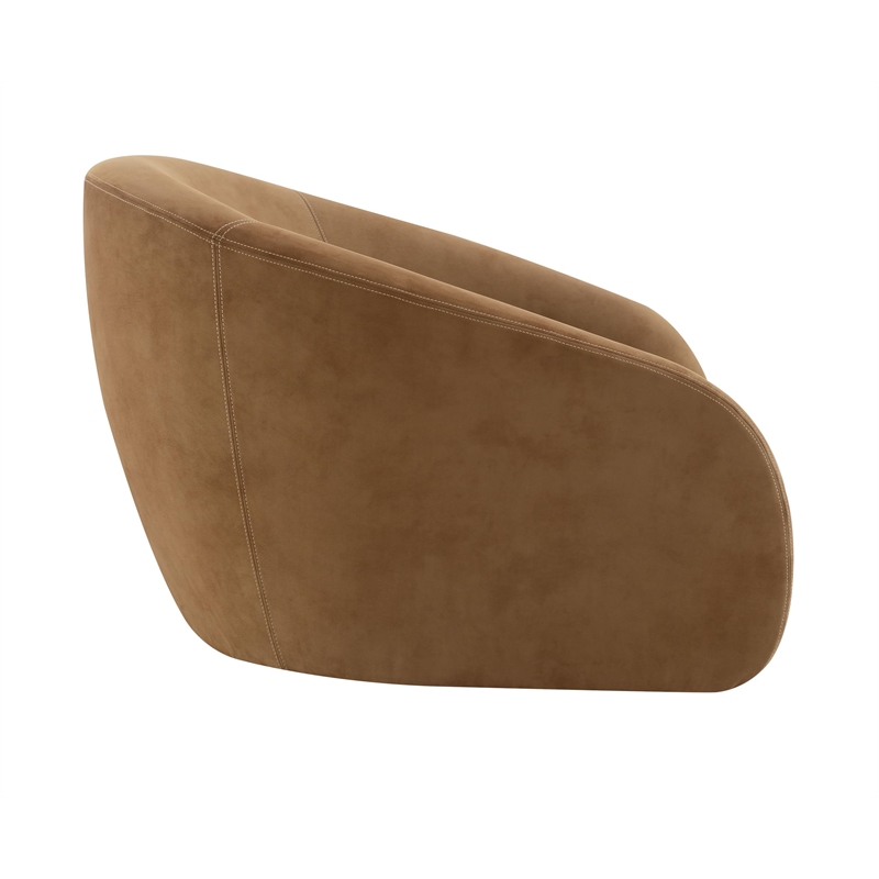 Bowery Hill 360-Degree Swivel Accent Chair in Chocolate Suede
