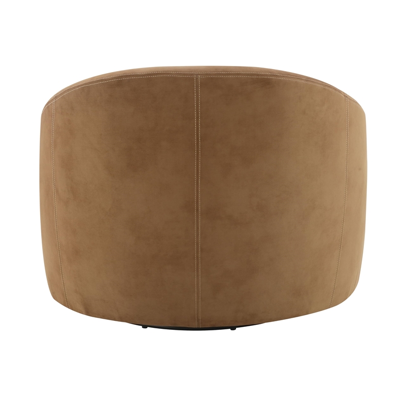 Bowery Hill 360-Degree Swivel Accent Chair in Chocolate Suede