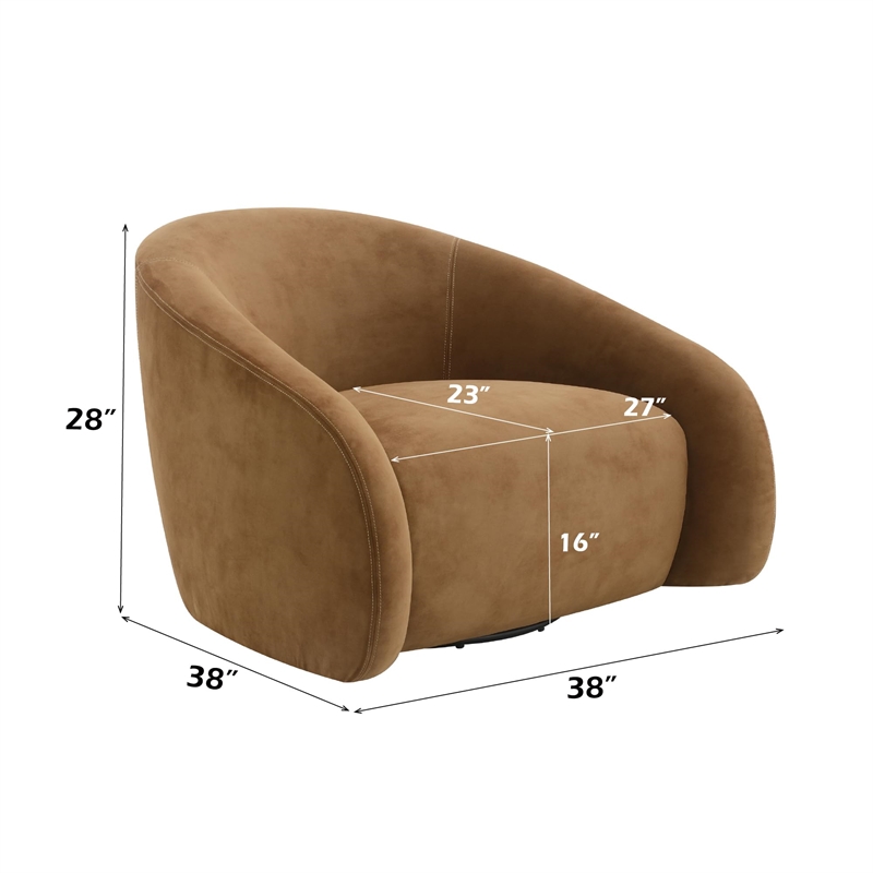 Bowery Hill 360-Degree Swivel Accent Chair in Chocolate Suede