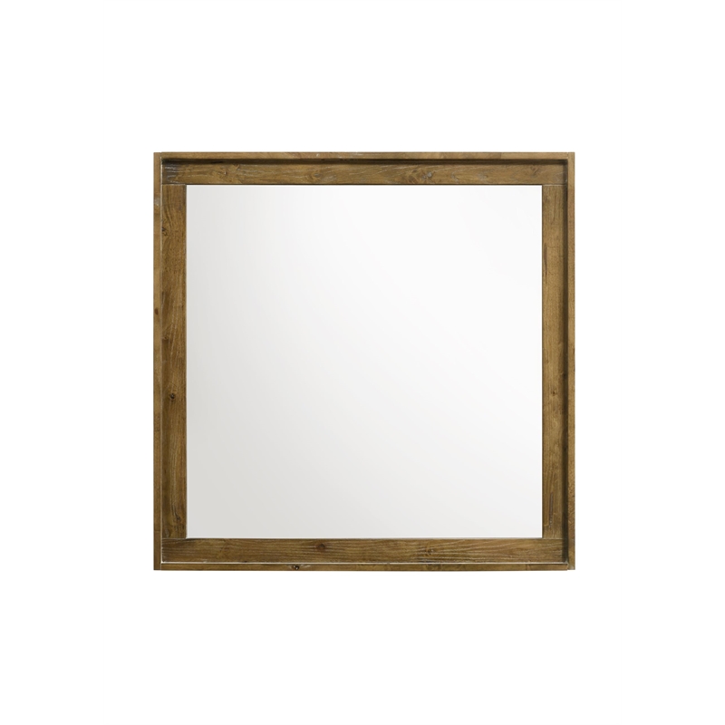 Bowery Hill Rectangular Wall Mirror with Wood Frame in Light Aspen Brown