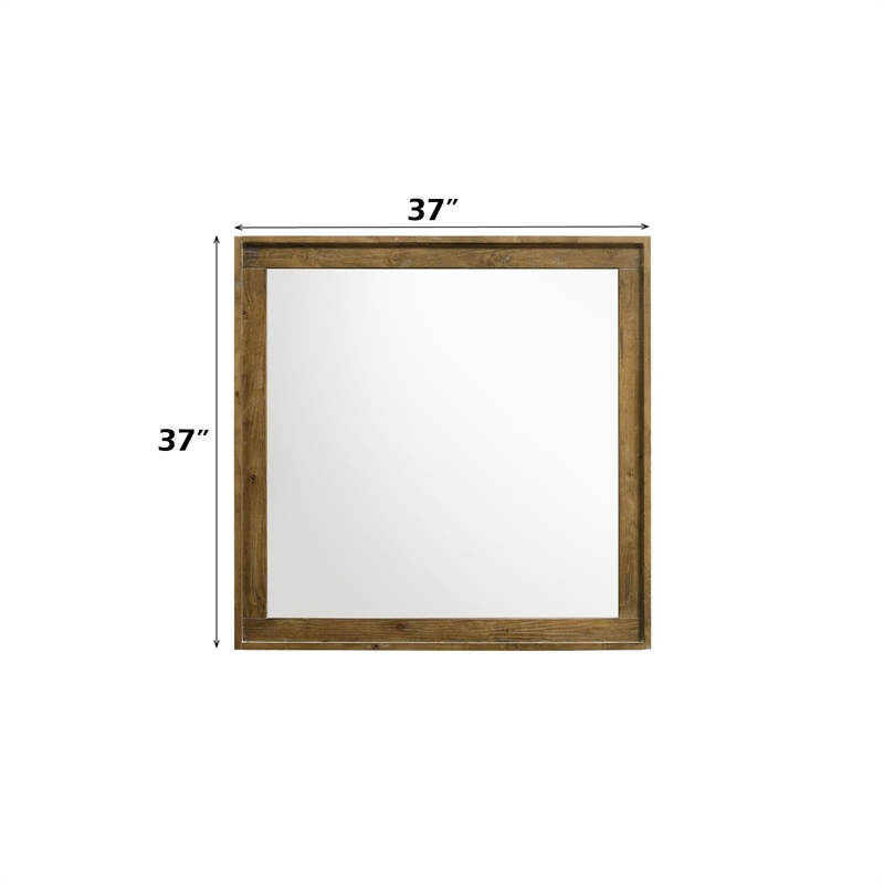 Bowery Hill Rectangular Wall Mirror with Wood Frame in Light Aspen Brown