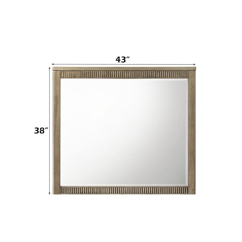 Bowery Hill Rectangular Wall Mirror with Grooved Frame in Antique Oak