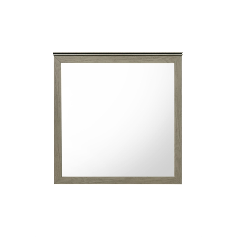 Bowery Hill Rectangular Wall Mirror with Beveled Edges in Weathered Gray