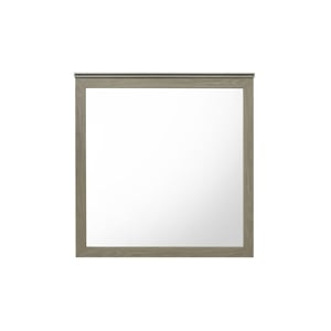 Bowery Hill Rectangular Wall Mirror with Beveled Edges in Weathered Gray