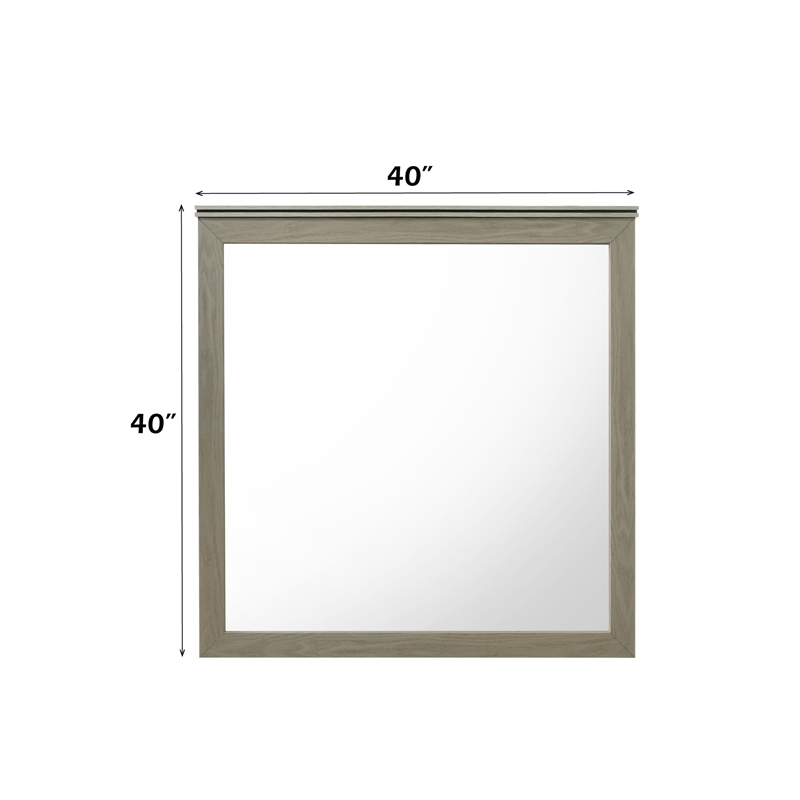 Bowery Hill Rectangular Wall Mirror with Beveled Edges in Weathered Gray